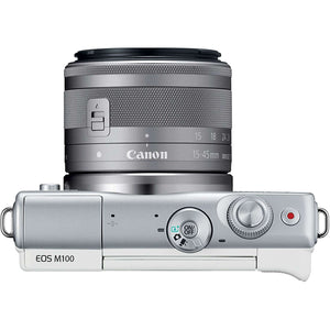Canon EOS M100 Mirrorless Digital Camera - White with 15-45mm Lens International Model - Used