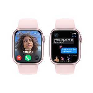 Apple Watch Series 9 GPS + Cellular 41mm Smartwatch with Pink Aluminum Case with Pink Sport Band S/M. - Reconditioned Apple
