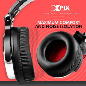 XPIX Pro DJ Headphones Closed Back Over Ear Stereo Monitor Headphones, For Monitor & Mixing, Single Side, Dual Source Monitoring XPIX