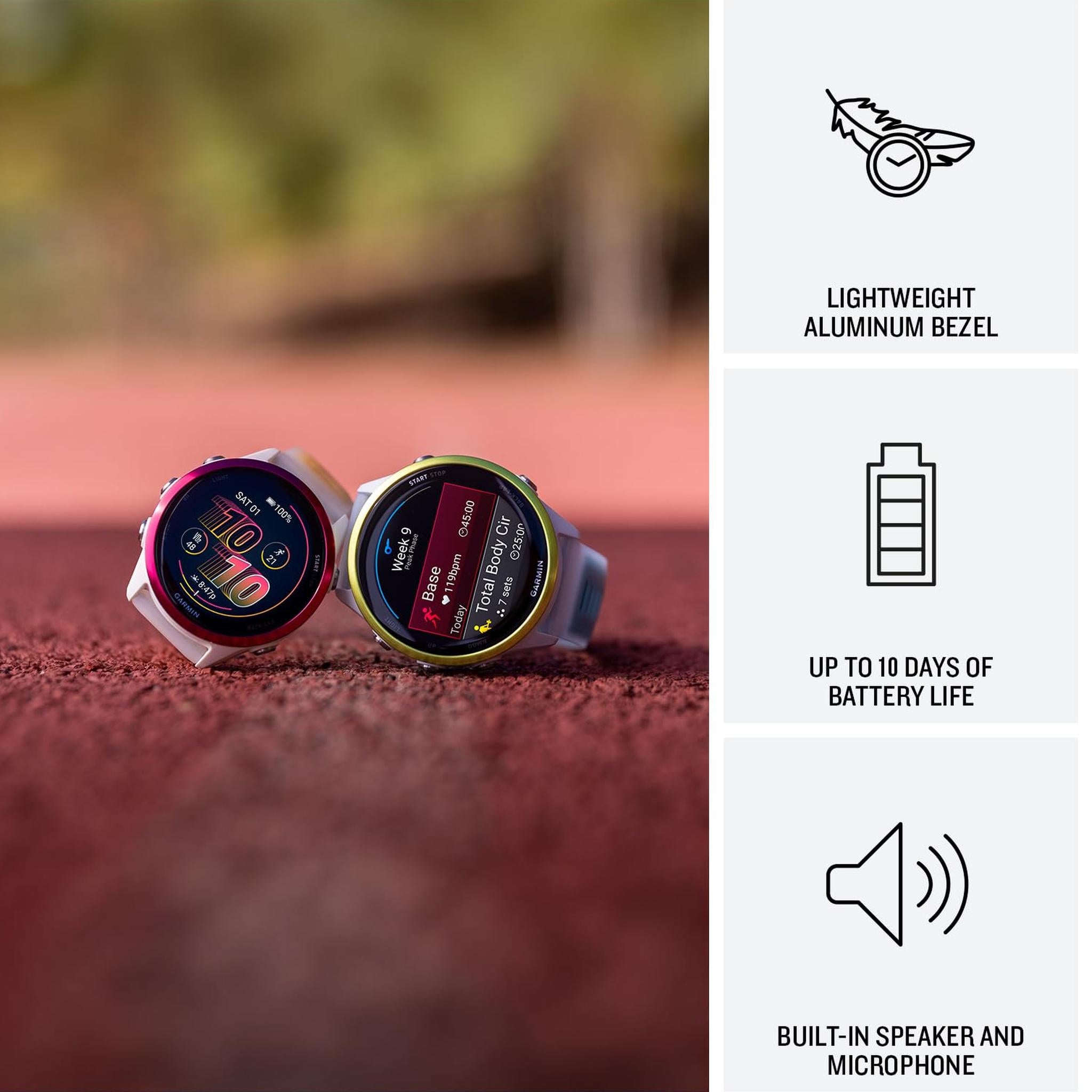 Garmin® Forerunner® 570, 42mm, Advanced GPS Running and Triathlon Smartwatch, AMOLED Display, Training and Recovery Features, Cloud Blue Aluminum with Translucent Whitestone/Cloud Blue Band Garmin