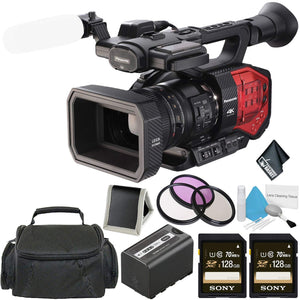 Panasonic AG-DVX200 4K Handheld Camcorder - Bundle with 2X 128GB Memory Cards + Carrying Case + More Panasonic