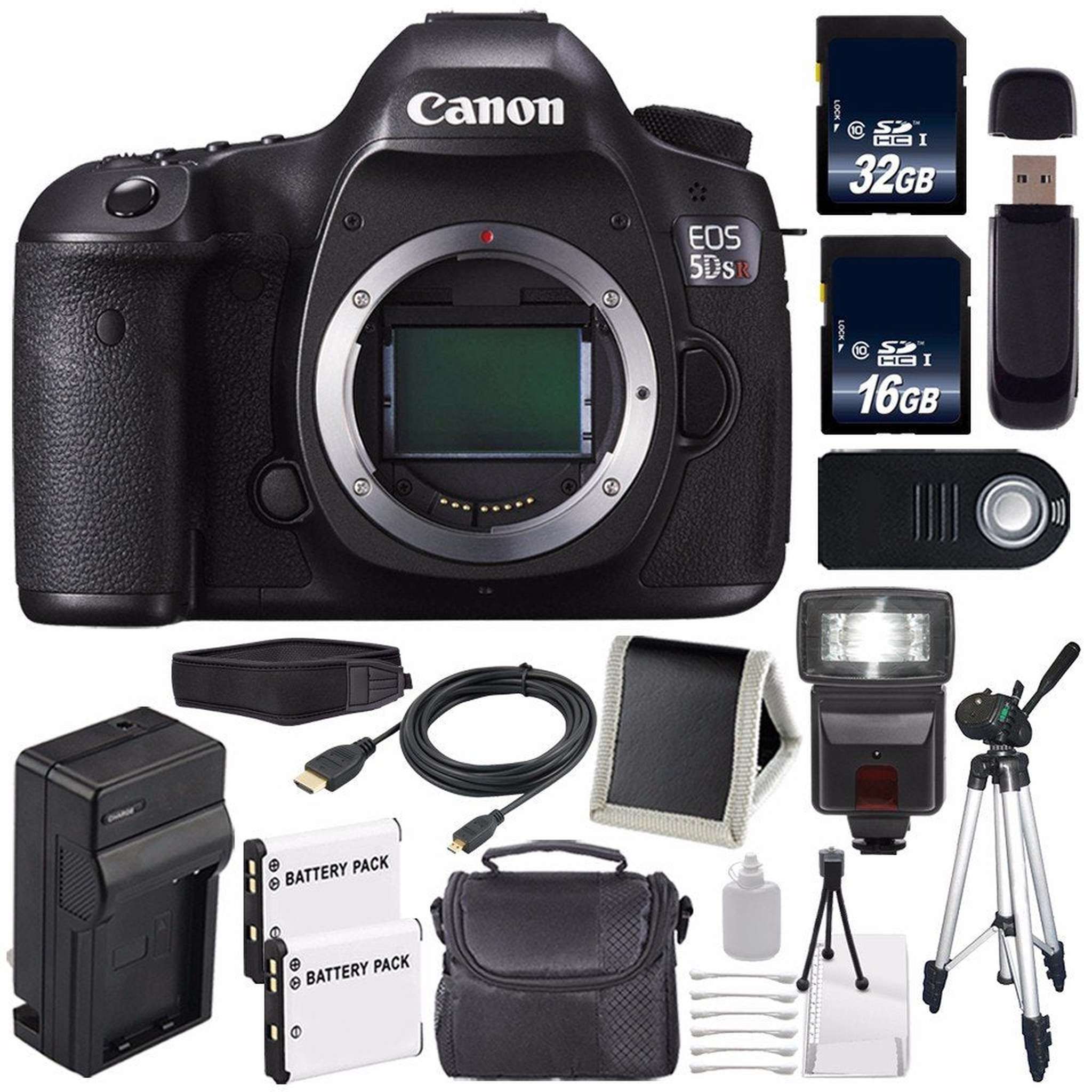 Canon EOS 5DS R DSLR Camera International Model 0582C002 + LP-E6 Battery + 32GB Card + 16GB Card Starter Bundle