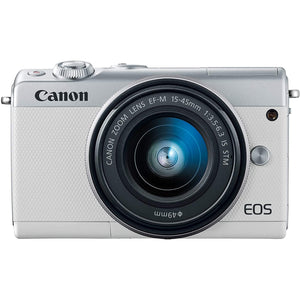 Canon EOS M100 Mirrorless Digital Camera - White with 15-45mm Lens International Model - Used