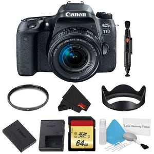 Canon EOS 77D DSLR Camera 18-55mm Lens Bundle w/Memory Kit International Model Canon
