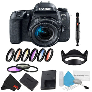 Canon EOS 77D DSLR Camera 18-55mm Lens Bundle w/ 9 Piece Filter Kit International Model Canon