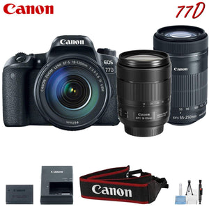 Canon EOS 77D Digital SLR Camera with 18-135mm & 55-250mm Lenses Kit International Model Canon
