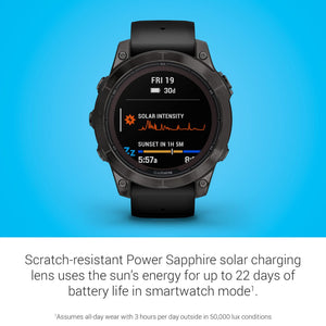 Garmin fēnix 7 Pro Sapphire Solar, Multisport GPS Smartwatch, Built-in Flashlight, Solar Charging Capability, Black Garmin