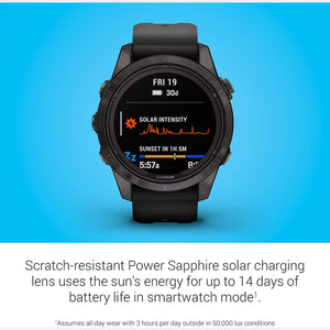 Garmin fenix 7S Pro Solar, Sapphire, Carbon Gray Titanium Black with Accessories