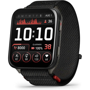 Garmin® Venu® X1, Thin and Lightweight GPS Smartwatch, AMOLED Display, Advanced Health and Fitness Features, Black with Slate Titanium Caseback and Black ComfortFit Nylon Band Garmin