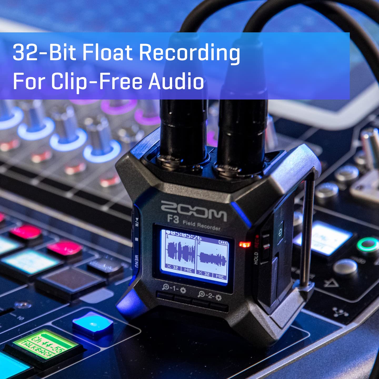 Zoom F3 Professional Field Recorder, 32-bit Float Recording, 2 Channel Recorder, Dual AD Converters, 2 Locking XLR/TRS Inputs, Battery Powered, Wireless Control