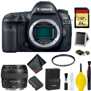 Canon EOS 5D Mark IV DSLR Camera Body Only Memory Kit International Model w/Canon EF 85mm f/1.8 USM Lens - Internation Canon