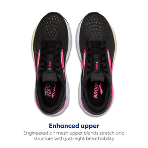 Brooks Women’s Ghost 16 Neutral Running Shoe - Black/Pink/Yellow - 9.5 Wide