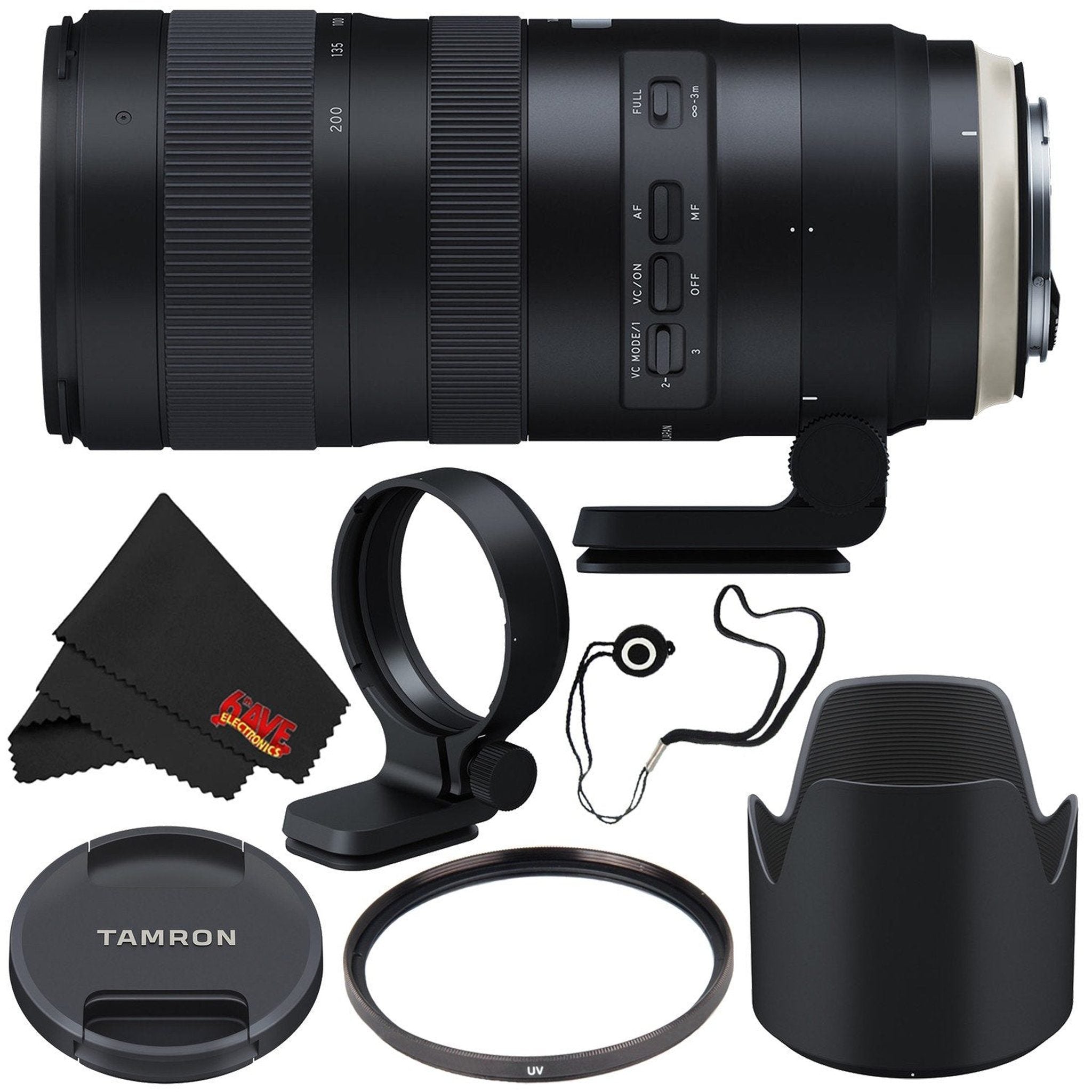 6Ave Tamron SP 70-200mm f/2.8 Di VC USD G2 Lens for Canon EF International Model + 77mm UV Filter + Lens Cap Keeper + Tamron