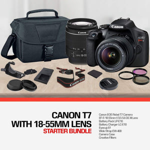 Canon Rebel T7 DSLR Camera with 18-55mm DC III Lens Kit and Carrying Case, Creative Filters, Cleaning Kit, and More - Used Canon