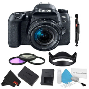 Canon EOS 77D DSLR Camera 18-55mm Lens Bundle w/ 3 Piece Filter Kit International Model Canon