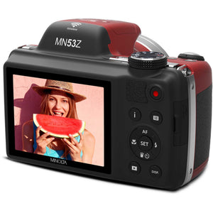 Minolta Pro Shot MN53Z 16 MP HD Digital Camera with 53x Zoom, 1080p HD Video Bundle Red Minolta