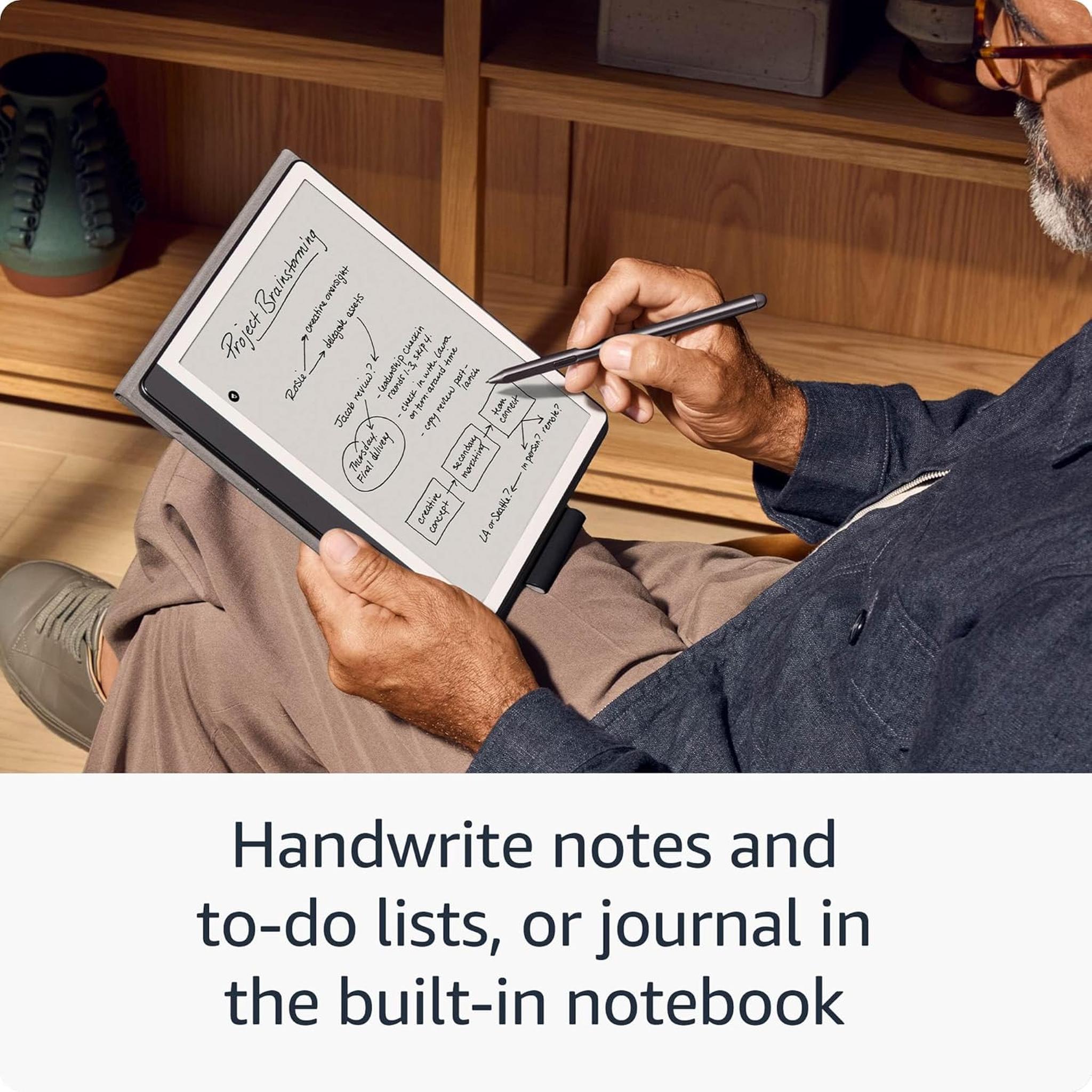 Kindle Scribe 16 GB - Redesigned display with uniform borders. Now write directly on books and documents. With built-in notebook summarization. Includes Premium Pen - Tungsten + More Kindle