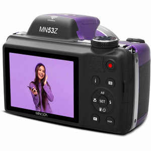 Minolta Pro Shot MN53Z 16 MP HD Digital Camera with 53x Zoom, 1080p HD Video Bundle Purple Minolta