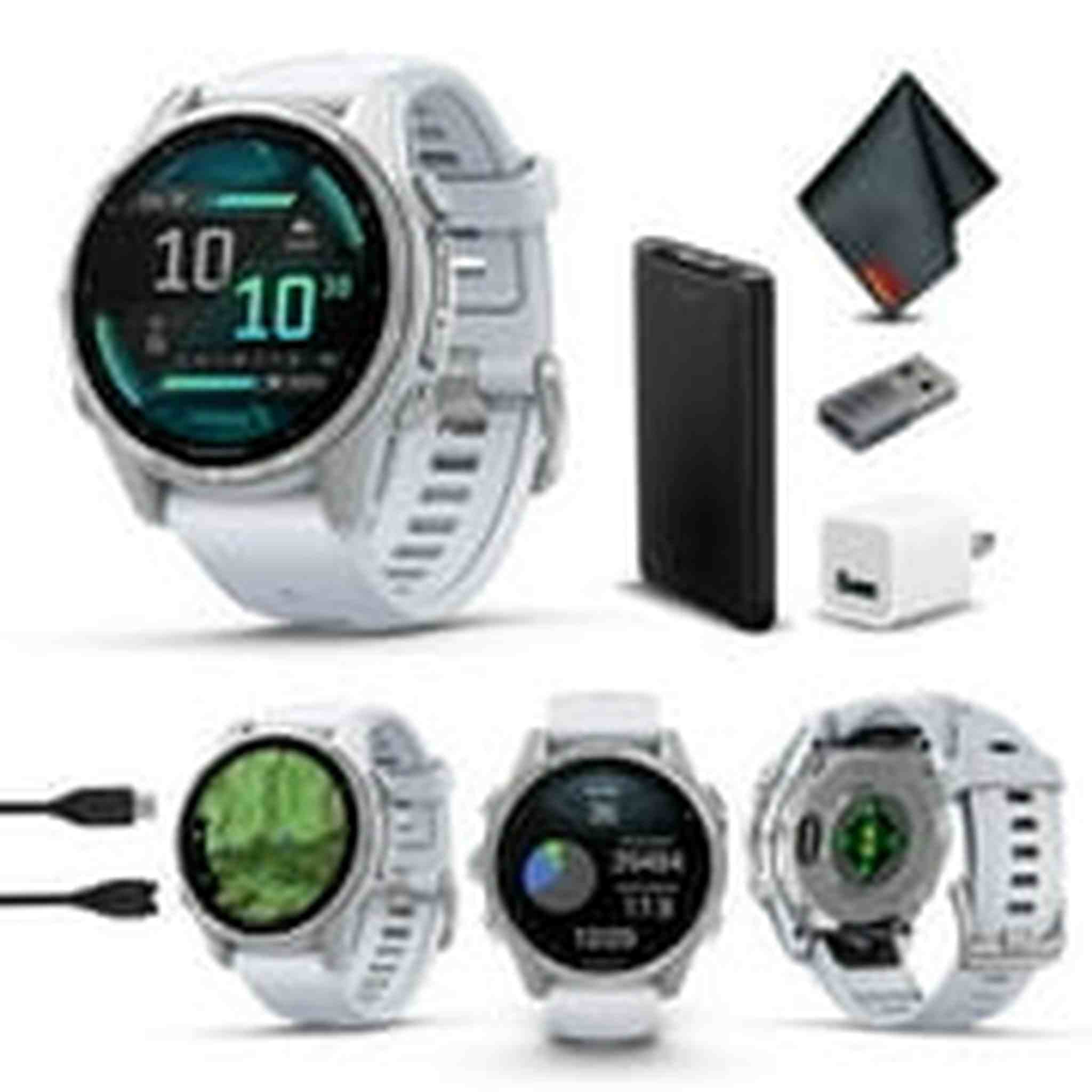 fenix 8 – 43 mm, AMOLED, Silver with Whitestone Silicone Band Garmin