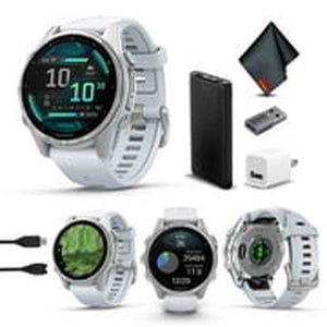 fenix 8 – 43 mm, AMOLED, Silver with Whitestone Silicone Band Garmin