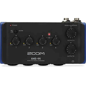 Zoom AMS-44 USB Audio Interface, 4 Inputs, 4 Outputs, Loopback, Direct Monitoring, Bus-Powered, for Recording and Streaming on PC, Mac, iOS, and Android