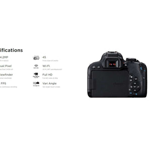 Canon EOS 800D / Rebel T7i DSLR Camera with 18-55mm Lens + Creative Filter Set, EOS Camera Bag + Sandisk Ultra 64GB Card + Electronics Cleaning Set, And More International Model - Used Canon
