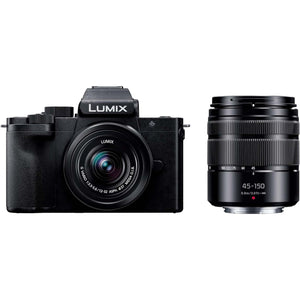 Panasonic LUMIX G100 4k Mirrorless Camera for Photo and Video, Built-in Microphone with Tracking, Micro Four Thirds Interchangeable Lens System, 12-32mm + 40-150mm Lenses , 5-Axis Hybrid I.S., DC-G100DW/W Black Panasonic