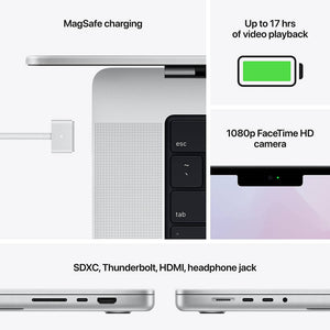 Apple MacBook Pro 14" Laptop 2021, M1 Pro, 512GB/1TB, Silver Travel Bundle - Reconditioned Apple