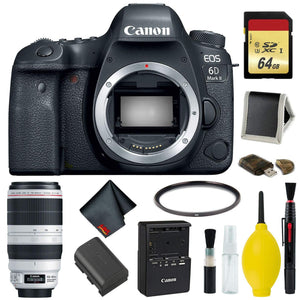 Canon EOS 6D Mark II DSLR Camera Body Only Memory Kit International Model w/Canon EF 100-400mm f/4.5-5.6L is II USM Le