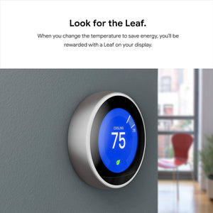 Google Nest Learning Smart Thermostat with Wi-Fi Compatibility 3rd Generation - Stainless Steel T3007ES