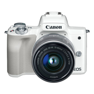Canon EOS M50 Mirrorless Camera Kit w/ EF-M15-45mm Lens and 4K Video White - Used Canon