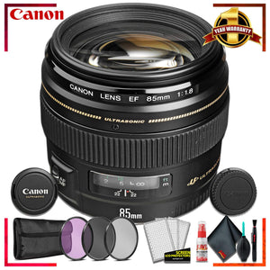 Canon 85MM F1.8 USM 58MM Camera Lens + 3 Pcs Filter Kit + Cleaning Kit Canon