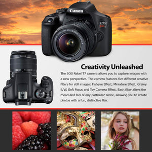 Canon Rebel T7 DSLR Camera with 18-55mm DC III Lens Kit and Carrying Case, Creative Filters, Cleaning Kit, and More - Used Canon