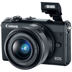 Canon EOS M100 Mirrorless Digital Camera with 15-45mm Lens Black 2209C011 International Version - Standard Bundle