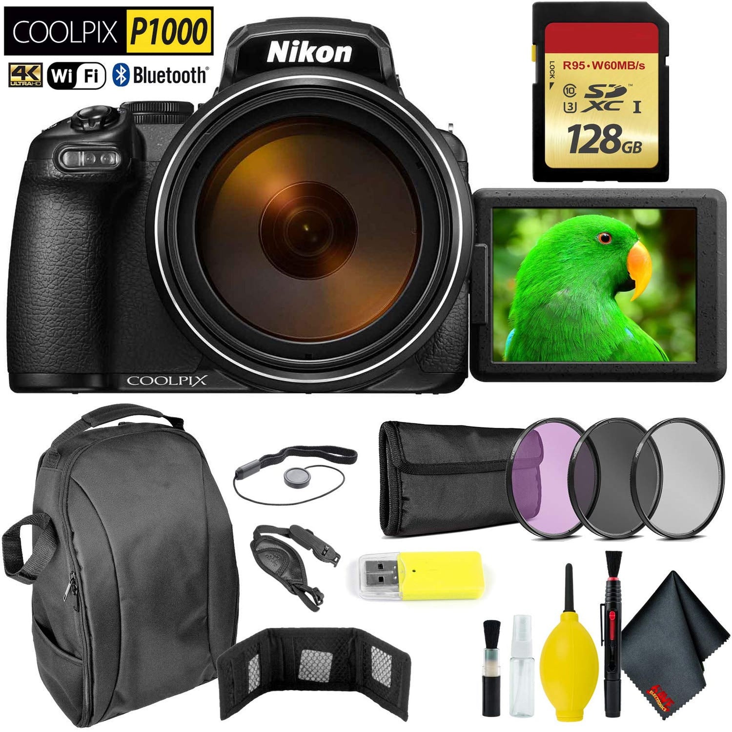 Nikon COOLPIX P1000 Digital Camera + 128GB Memory Card Extreme Bundle International Model
