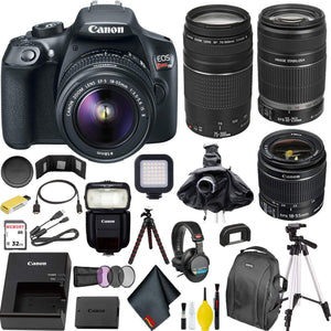 Canon EOS Rebel T6 DSLR Camera with 18-55mm Lens + 55-250mm Lens Master Kit Canon