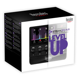 Hercules Stream 200 XLR, Pro Audio Mixer for Advanced Content Creators, with XLR Mic Pre-Amp, LCD Screen, High Resolution Encoders, 4 Actions Buttons and Customizable Interface. Compatible with PC. Hercules DJ