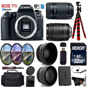 Canon EOS 77D DSLR Camera with 18-135mm is STM Lens & 55-250mm is STM Lens + UV FLD CPL Filter Kit + Wide Angle & Teleph Canon