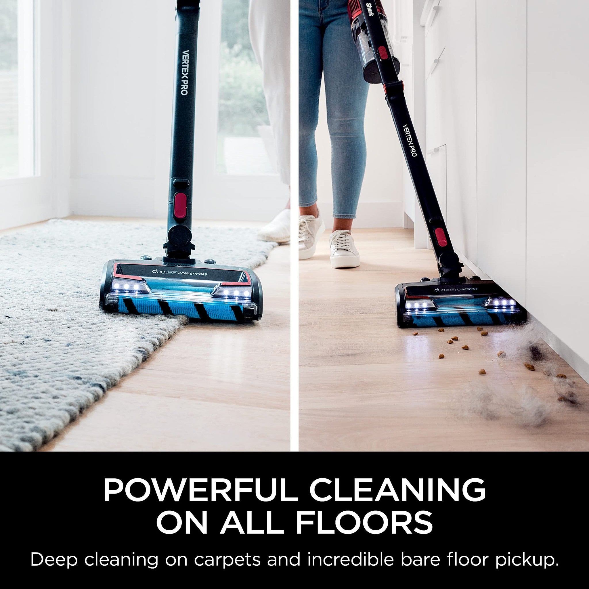 Shark Cordless Vertex Pro Lightweight Cordless Stick Vacuum with DuoClean PowerFins, HEPA Fitler, Anti-Allergen Complete Seal, LED Headlights, For Carpets & Hardfloors, Red, IZ662H Shark