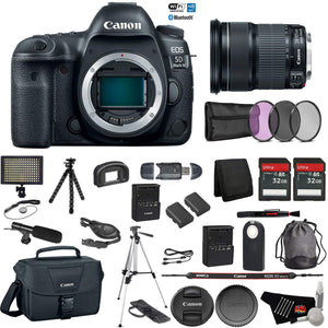Canon EOS 5D Mark IV Full Frame DSLR Camera Body - Bundle with Canon EF 24-105mm f/3.5-5.6 is STM Lens + Microphone + Sc Canon