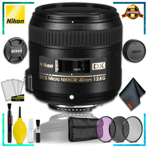 Nikon AF-S DX Micro NIKKOR 40mm F.2.8G Lens International Model + 3pcs Lens Filter Kit + Cleaning Kit Nikon