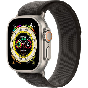 Apple Watch Band - Trail Loop 49mm - Black/Gray with Rugged Titanium Finish - S/M