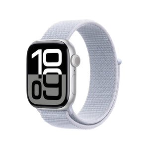 Apple Watch Series 10 GPS 42mm case Smartwatch with Silver Aluminium Case with Blue Cloud Sport Loop. Fitness Tracker, ECG App, Always-On Retina Display, Carbon Neutral Apple