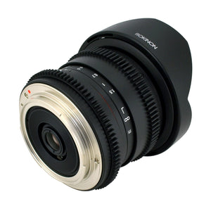 Rokinon RKHD8MV-N HD 8mm t/3.8 Fisheye Lens for Nikon with De-clicked Aperture and Removable HoodWide-Angle Lens