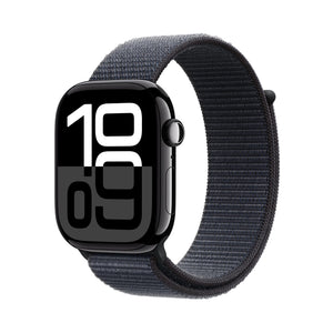 Apple Watch Series 10 GPS 46mm case Smartwatch with Jet Black Aluminium Case with Ink Sport Loop. Fitness Tracker, ECG App, Always-On Retina Display, Carbon Neutral Apple