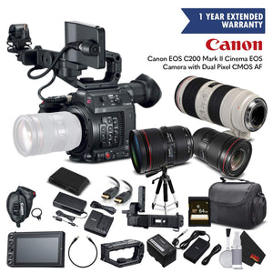 Canon EOS C200 Cinema Camera 2215C002 - Triple Lens Kit Includes 16-35mm Lens, 24-70mm Lens, 70-200mm Lens, with Memory