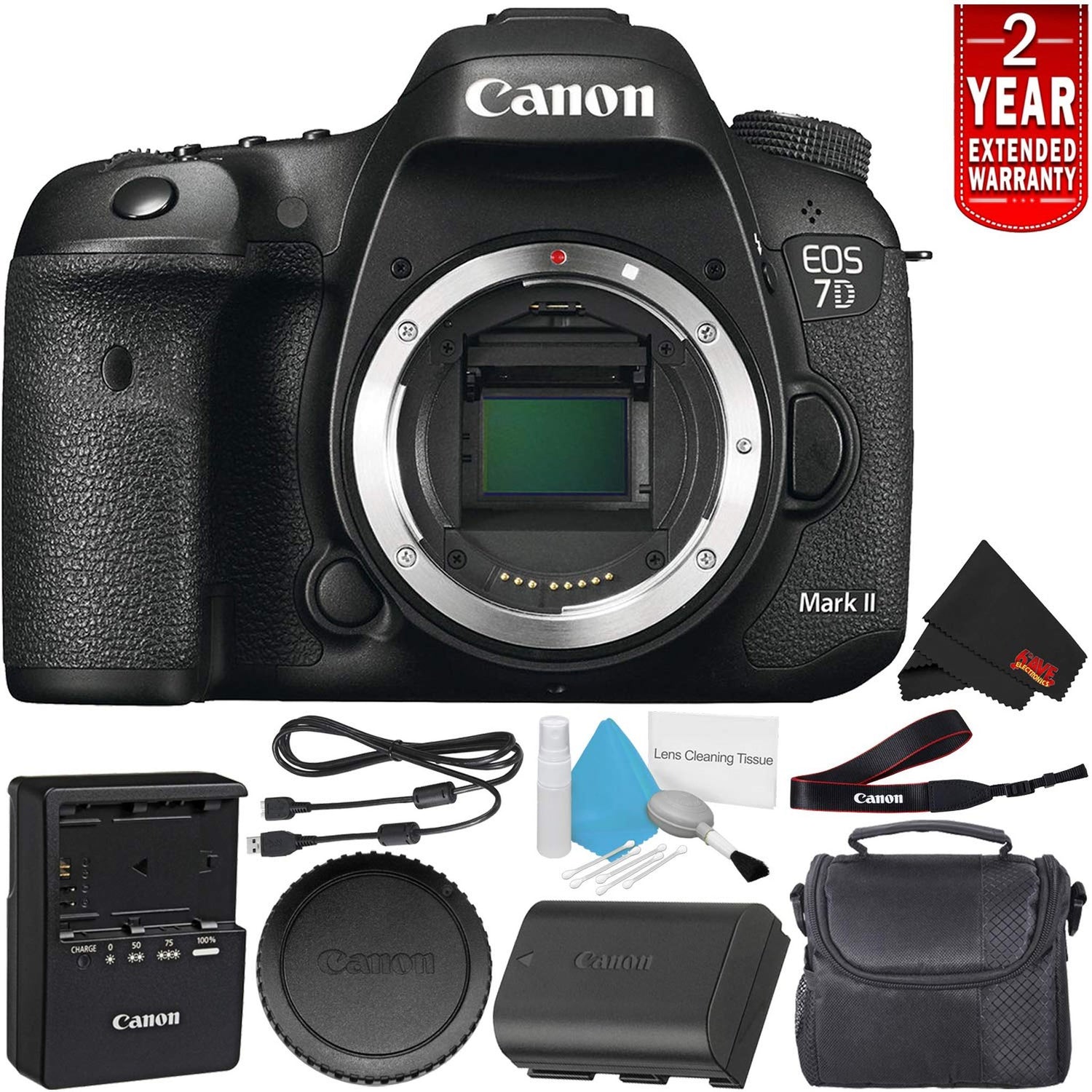 Canon EOS 7D Mark II Digital SLR Camera 9128B002 (Body Only) International Model Deluxe Bundle