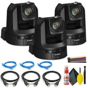 3 x Canon CR-N300 4K NDI PTZ Camera with 20x Zoom Satin Black - Bundle Canon
