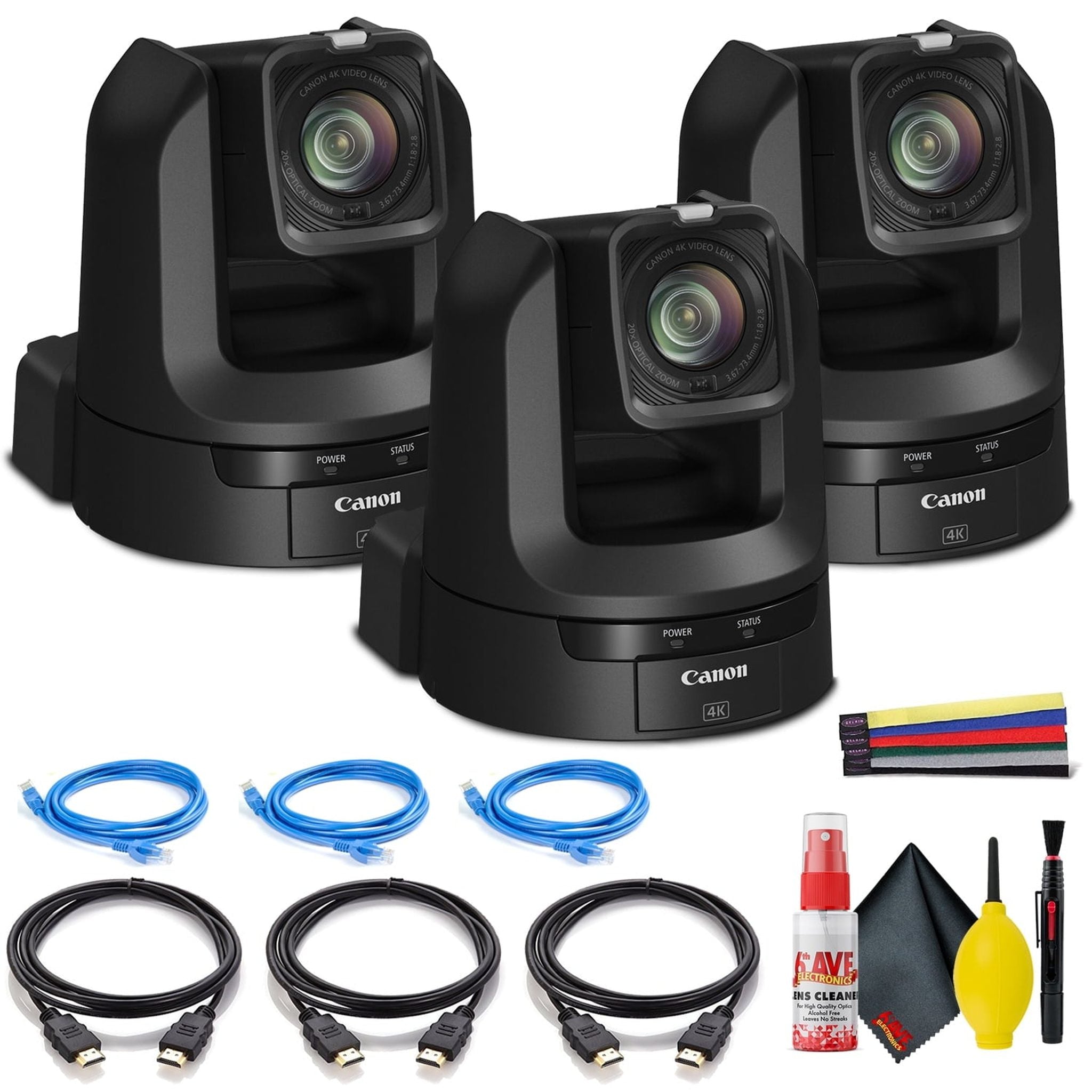 3 x Canon CR-N300 4K NDI PTZ Camera with 20x Zoom Satin Black - Bundle Canon
