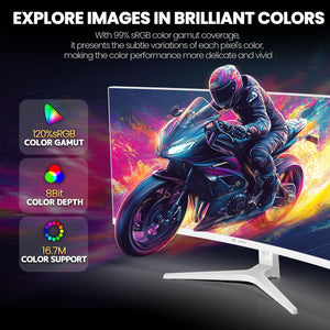 CRUA 34Inch White Gaming Monitor 144hz 21:9 1500R Ultra Wide Curved Monitor, WQHD 3440X1440P 120%sRGB VA Panel Computer Monitor Support AMD Freesync, HDMI 2.0 & DP1.4, Wall Mountable/Tilt Adjustable CRUA